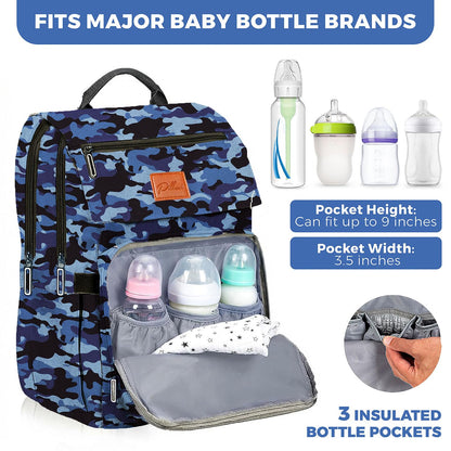 PILLANI Baby Diaper Bag Backpack - Baby Bag for Girls & Boys, Large Waterproof Toddler Diaper Backpack - Baby Shower Gifts & Registry Must Haves - Travel Diaper Bags with Changing Pad - Newborn Stuff