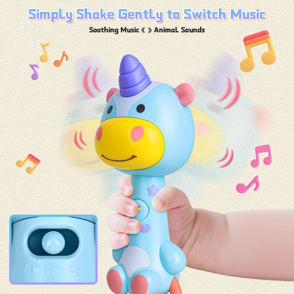 Musical Baby Rattle Toy, Soft Silicone Infant Teething Light-Up Rattle for Sensory Development, Easy Grasp Newborn Toy for 0-3-6-12 Months, Safe Early Learning Gift for Boys Girls