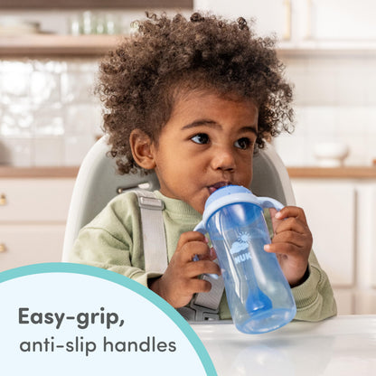 NUK Learner Straw Cup 10oz - Toddler Cup with Soft Straw for Easy Drinking Suitable for Ages 8 Months and Up