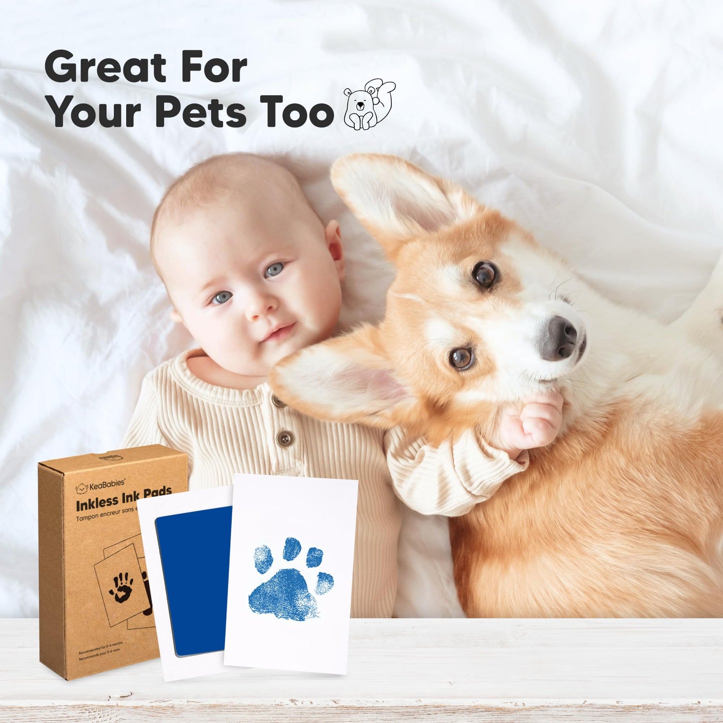 4-Pack Inkless Baby Hand and Footprint Kit - Mess Free Ink Pad for Newborn Keepsake, Dog Nose & Paw Print Kit, Clean Touch Ink Pad for Baby Hand & Footprints, First Mother's Day (Jet Black)