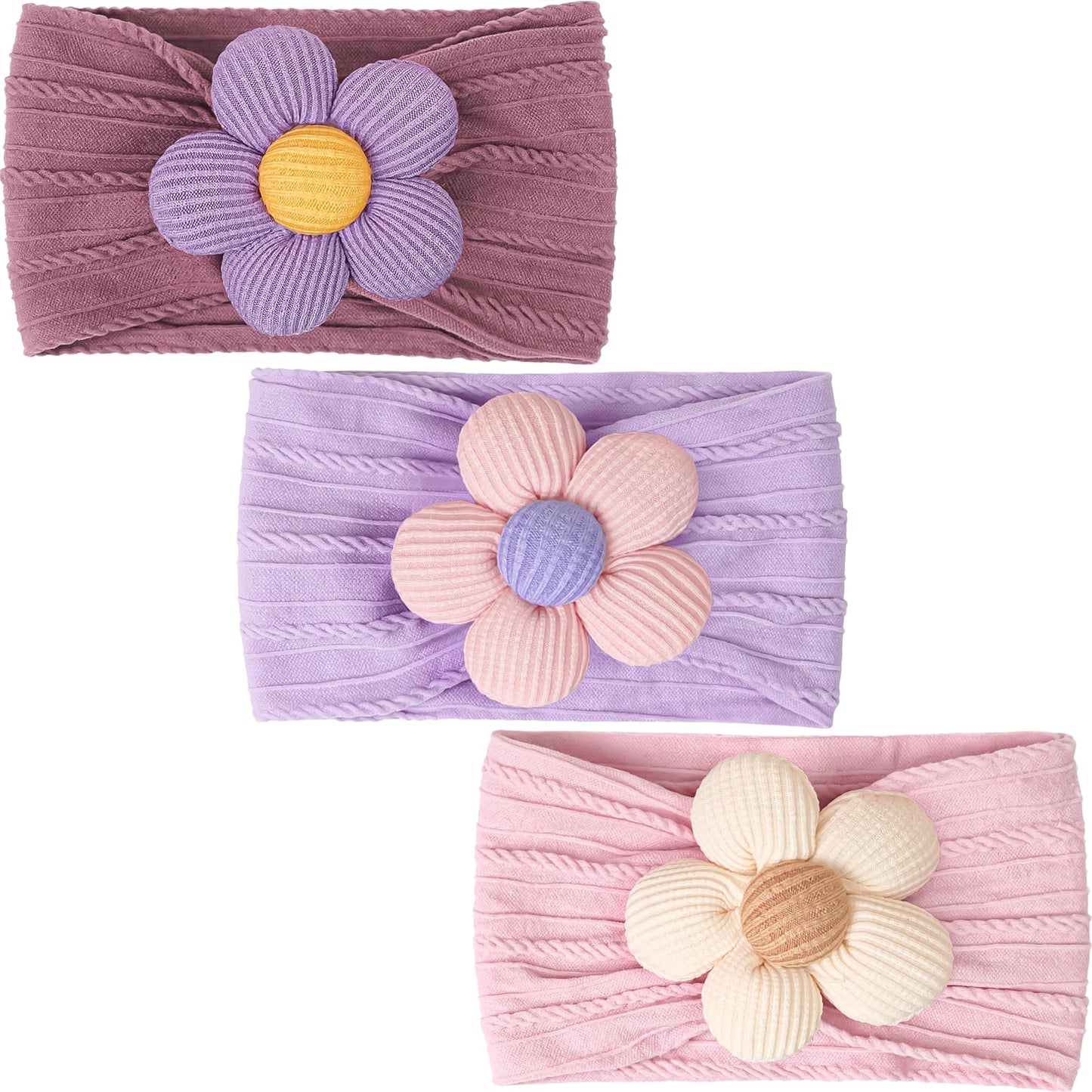 CÉLLOT 5 Pcs Baby Flower Headbands Baby Girls Nylon Headbands Soft Hairbands Hair Accessories for Newborn Infant Toddler Kids
