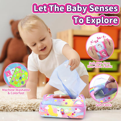 usrela 4 in 1 Baby Toys for 6 12 18 Month, Learning Toys for Babies 6-12 Months, Busy Cube, Stacking Sorter, Piano Xylophone Pull String Travel Toy, Birthday Gifts for Toddlers 1 2 Years Old