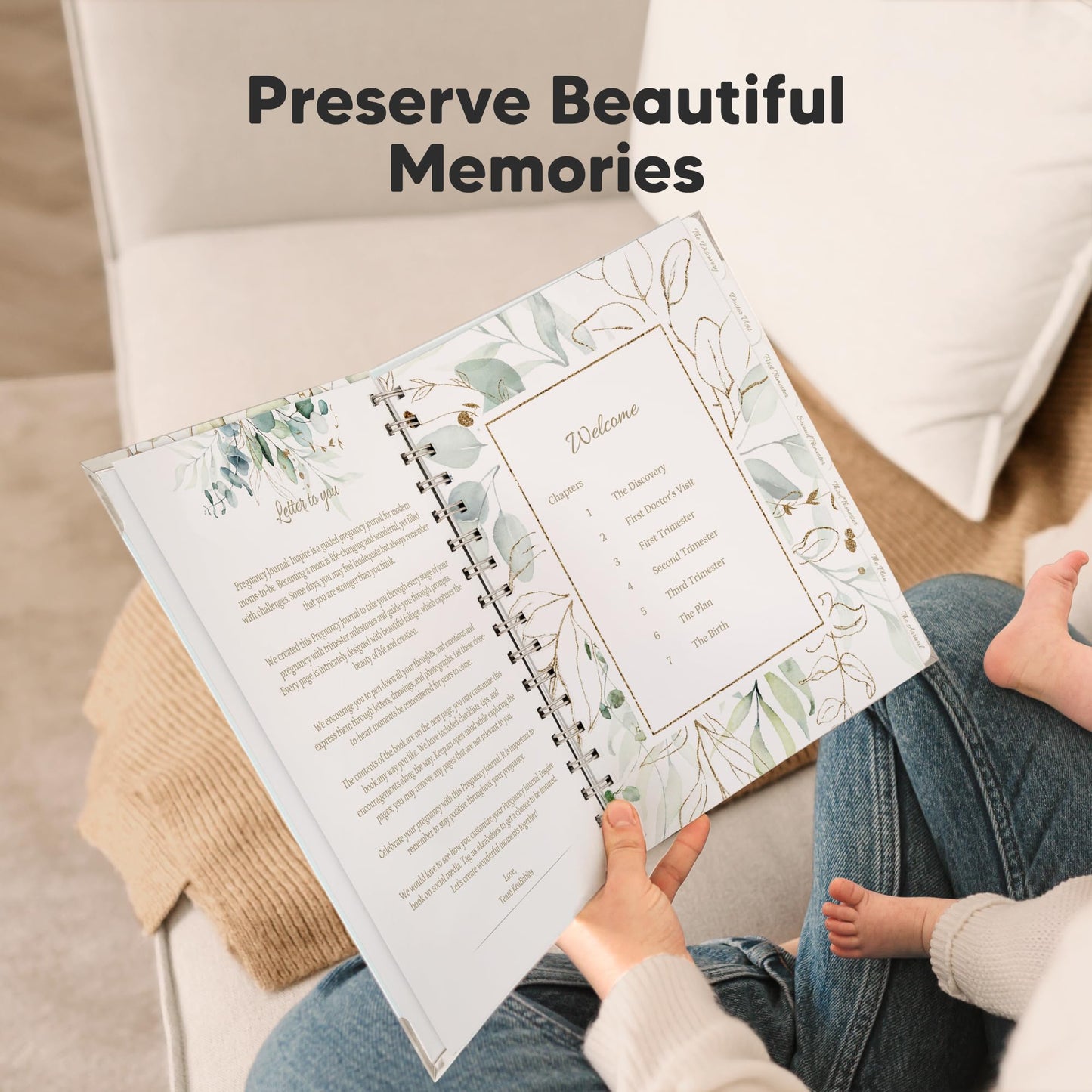 Pregnancy Journal for First Time Moms Gifts - 90 Pages Hardcover Pregnancy Memory Book, Beautiful & Cute Baby Book Keepsake, Ultrasound Baby Scrapbook, Mom To Be Gift (Alpine)