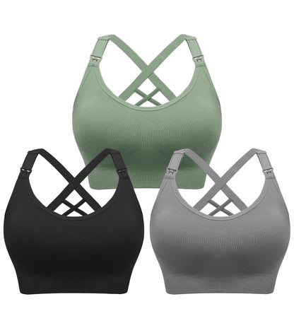 Angelhood Nursing Bras for Breastfeeding, Seamless Nursing Sports Bra Support Yoga Maternity Bras Pregnancy Sleep Bralette
