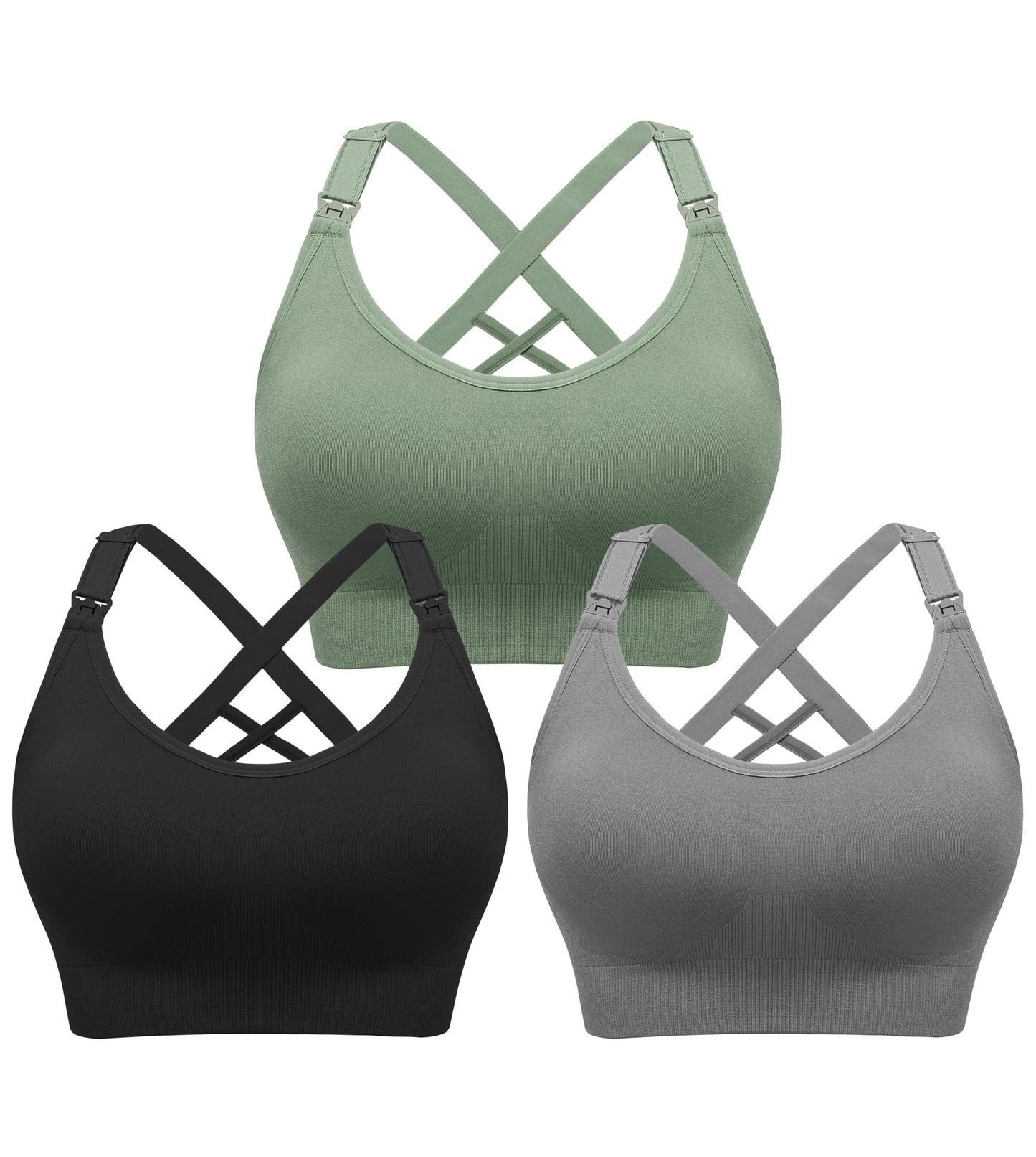 Angelhood Nursing Bras for Breastfeeding, Seamless Nursing Sports Bra Support Yoga Maternity Bras Pregnancy Sleep Bralette