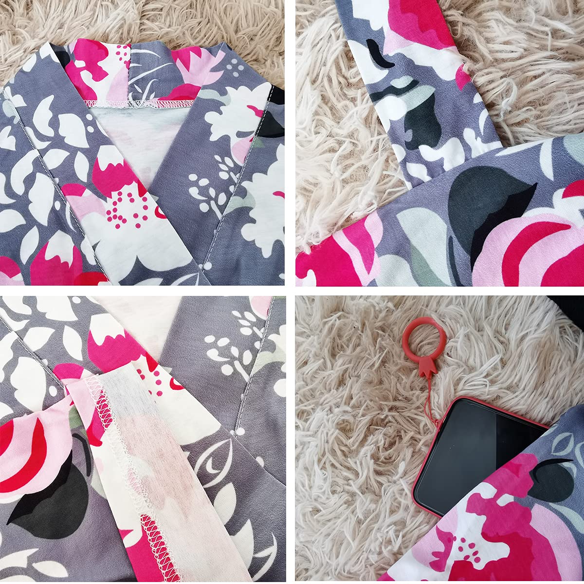 SUFEINI Maternity Robe and Matching Baby Swaddle Blanket Set, Mommy Robe with Receiving Blanket Girls Boys Sleepwear