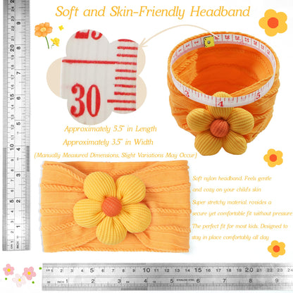 CÉLLOT 5 Pcs Baby Flower Headbands Baby Girls Nylon Headbands Soft Hairbands Hair Accessories for Newborn Infant Toddler Kids