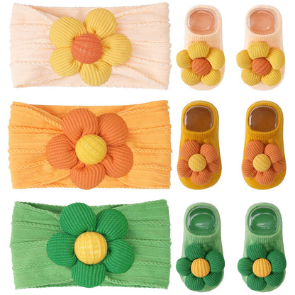 CÉLLOT 5 Pcs Baby Flower Headbands Baby Girls Nylon Headbands Soft Hairbands Hair Accessories for Newborn Infant Toddler Kids