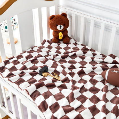 Yurhap Checkered Baby Blanket Fleece Baby Blankets for Boys, Ultra Soft Cozy Fluffy Infant Toddler Newborn Receiving Blankets for Crib Stroller, 30''x40'', Blue