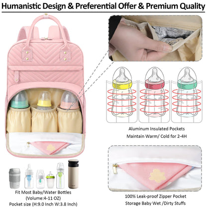 Tenot Diaper Bag Backpack for Women Large Capacity with Insulated Pockets Multifunctional Diaper Bags For Baby Girl Boy Waterproof Baby Bags For Mama Maternity Travel Bag Black