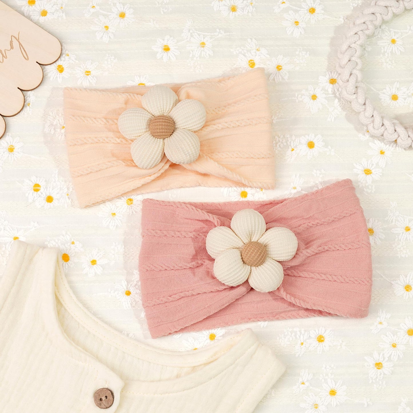 CÉLLOT 5 Pcs Baby Flower Headbands Baby Girls Nylon Headbands Soft Hairbands Hair Accessories for Newborn Infant Toddler Kids
