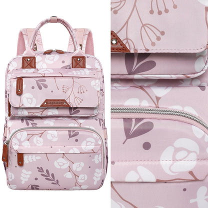 Diaper Bag Backpack, Baby Girl Diaper Bag for Mom, Large Pink Floral Diaper Bag Backpack for Girls, Waterproof Mom Backpack for Work Travel Holiday with Insulated Pockets and Stroller Straps