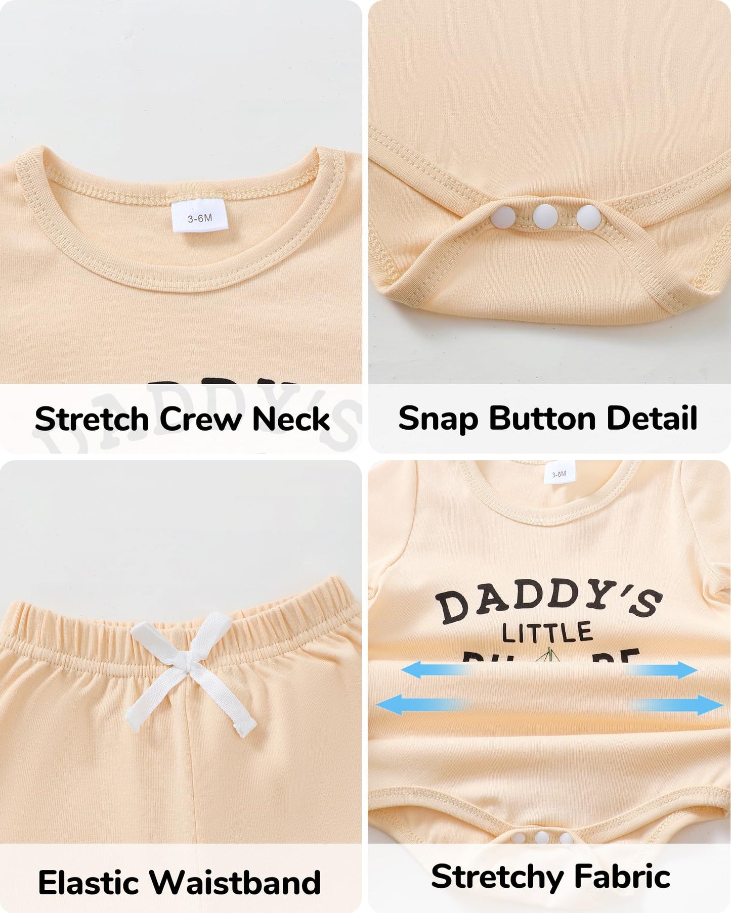 Jecson Newborn Boy Clothes Baby Boy Outfits Summer Set 6-Piece Cotton Short Sleeve Top and Shorts for 0-18M