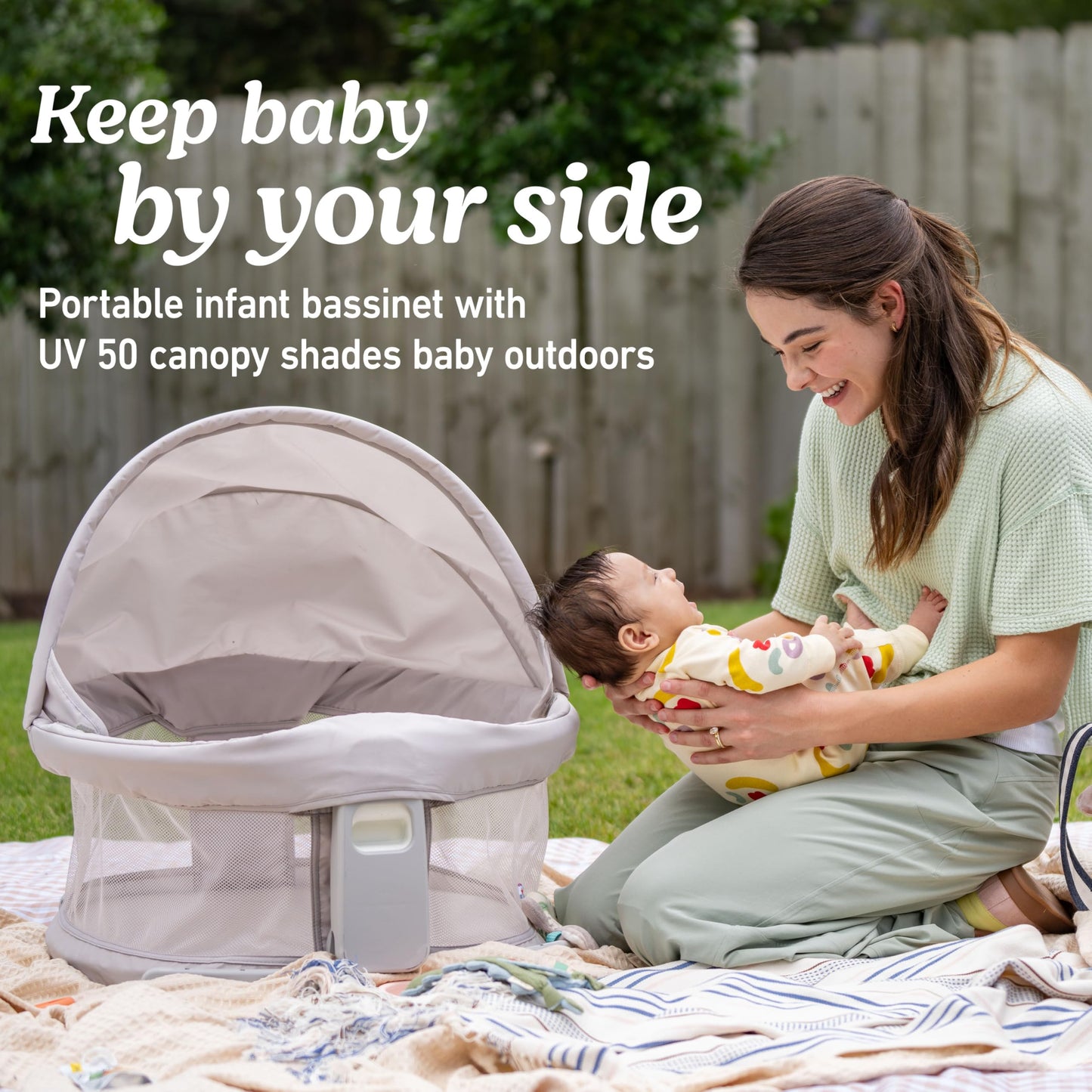 Graco® Pack n Play Dome LX Playard with Baby Bassinet Lightweight Portable Crib Push-Button Fold Travel Crib Redmond Convertible
