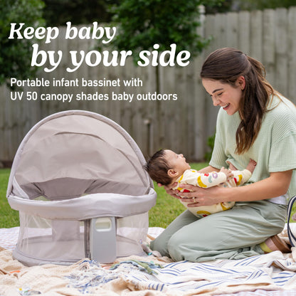 Graco® Pack n Play Dome LX Playard with Baby Bassinet Lightweight Portable Crib Push-Button Fold Travel Crib Redmond Convertible