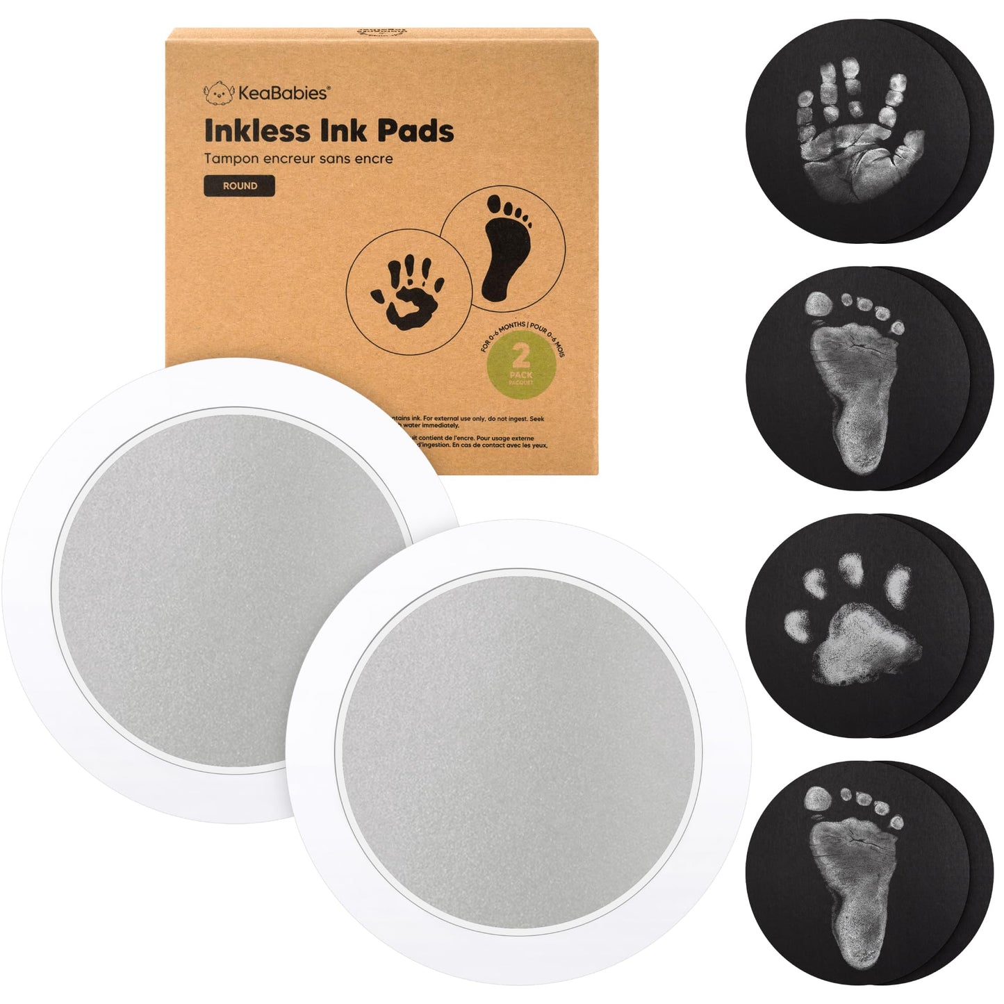 4-Pack Inkless Baby Hand and Footprint Kit - Mess Free Ink Pad for Newborn Keepsake, Dog Nose & Paw Print Kit, Clean Touch Ink Pad for Baby Hand & Footprints, First Mother's Day (Jet Black)