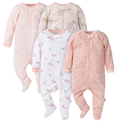 Gerber Baby-Girls 4 Pack Sleep 'N Play Footie
