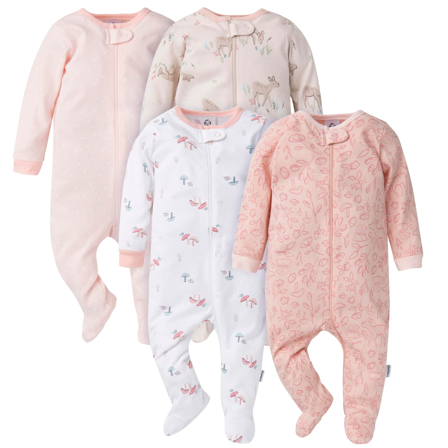Gerber Baby-Girls 4 Pack Sleep 'N Play Footie