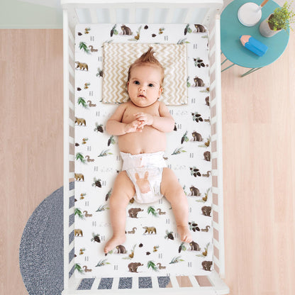 david's kids 3 Pack Fitted Crib Sheets, Ultra Soft Breathable Comfortable Baby Sheet Set for Boys Girls Neutral, 28x52 Inch Fits Standard Crib and Toddler Mattresses, Dinosaur