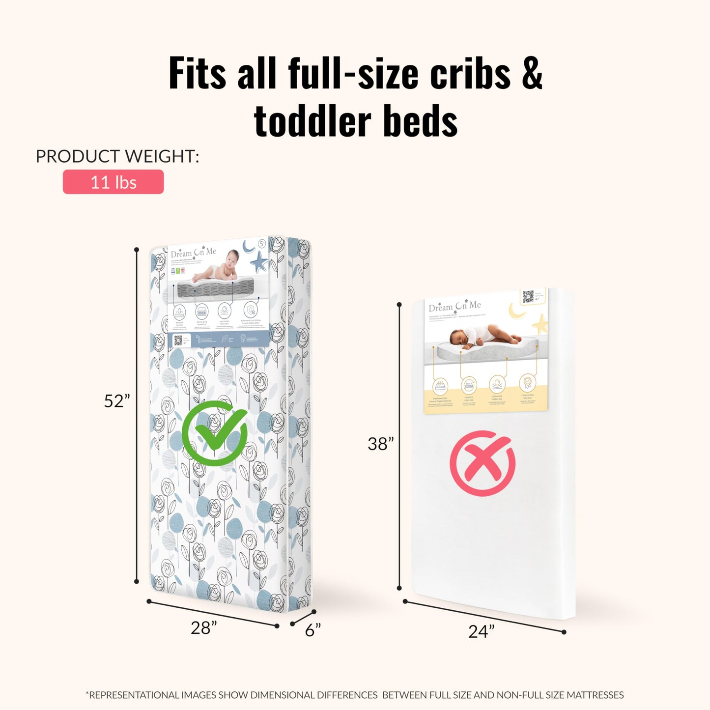 Dream On Me Twilight 5” 88 Coil Inner Spring Crib & Toddler Mattress – Brown Cloud, Greenguard Gold & BSA Certified, Waterproof & Stain-Resistant Cover, Fits Standard Full-Size Cribs & Toddler Beds