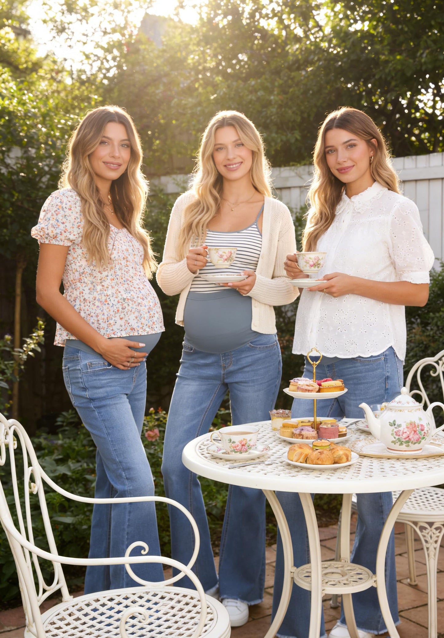 BLENCOT Maternity Jeans for Women Over Belly Pregnancy Pants Comfy Pregnant Jeans Flare Denim Jeans with Pockets