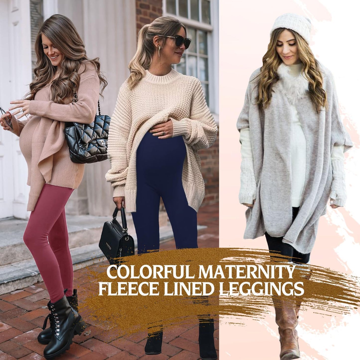 4 Pack Women’s Maternity Leggings with Pockets Over The Belly Butt Lift - Soft Workout Pregnancy Yoga Pants