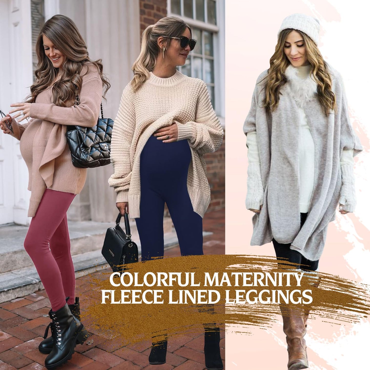 4 Pack Women’s Maternity Leggings with Pockets Over The Belly Butt Lift - Soft Workout Pregnancy Yoga Pants
