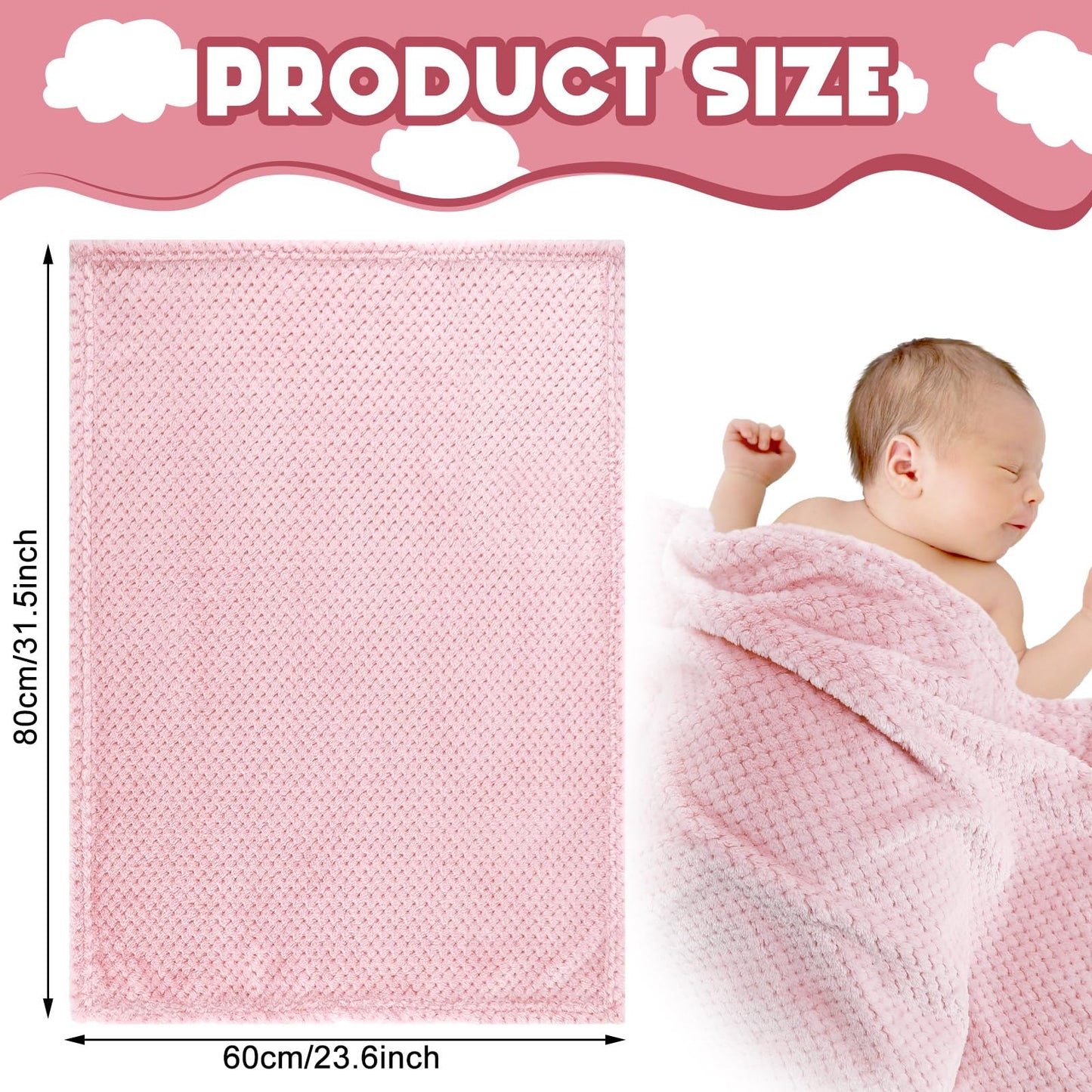 Frienda 4 Pcs Baby Fuzzy Blanket Fluffy Baby Blanket for Boys Girls Soft Warm Infant Newborn Toddler Receiving Nursery Bed Supplies, 32 x 24 Inch(Pink Color)
