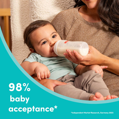 NUK Perfect Match 2-in-1 Natural and Anti-Colic Bottle with Medium Flow, Wide, Adaptable Nipple, 8oz., 4 Pack, BPA Free