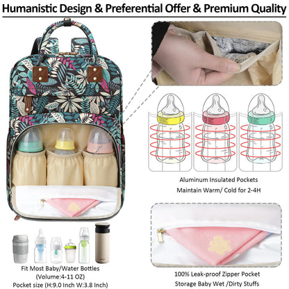 Tenot Diaper Bag Backpack for Women Large Capacity with Insulated Pockets Multifunctional Diaper Bags For Baby Girl Boy Waterproof Baby Bags For Mama Maternity Travel Bag Black