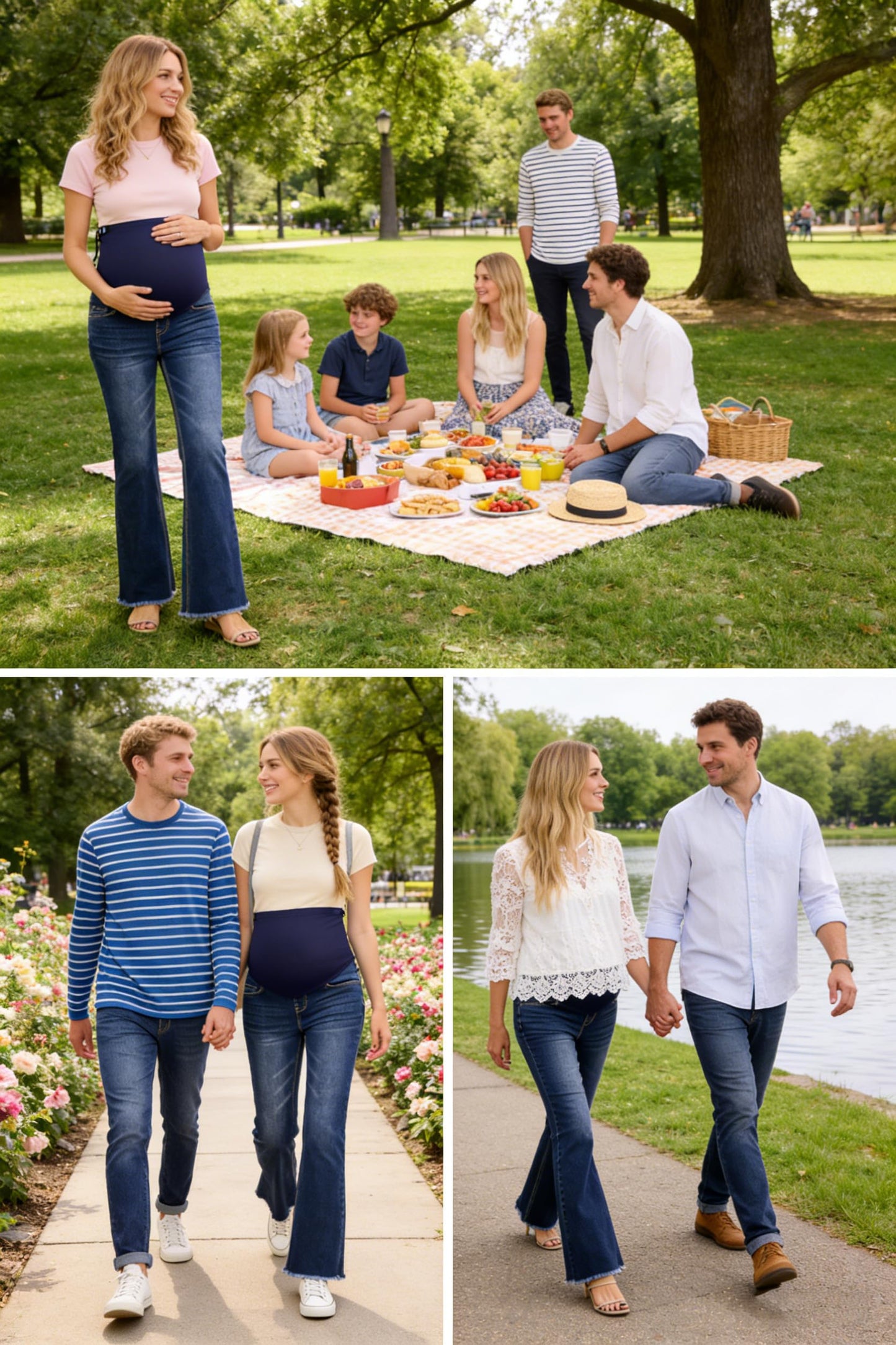 BLENCOT Maternity Jeans for Women Over Belly Pregnancy Pants Comfy Pregnant Jeans Flare Denim Jeans with Pockets