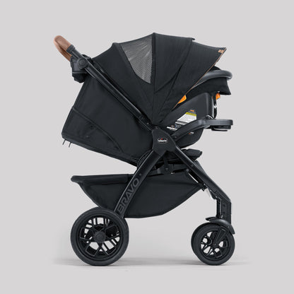 Chicco Bravo® 3-in-1 Trio Travel System, Bravo® Quick-Fold Stroller with KeyFit® 30 Infant Car Seat and Base, Car Seat and Stroller Combo | Parker