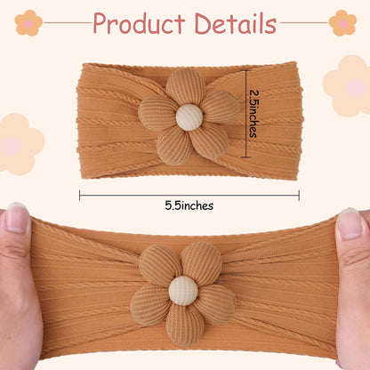 CÉLLOT 5 Pcs Baby Flower Headbands Baby Girls Nylon Headbands Soft Hairbands Hair Accessories for Newborn Infant Toddler Kids