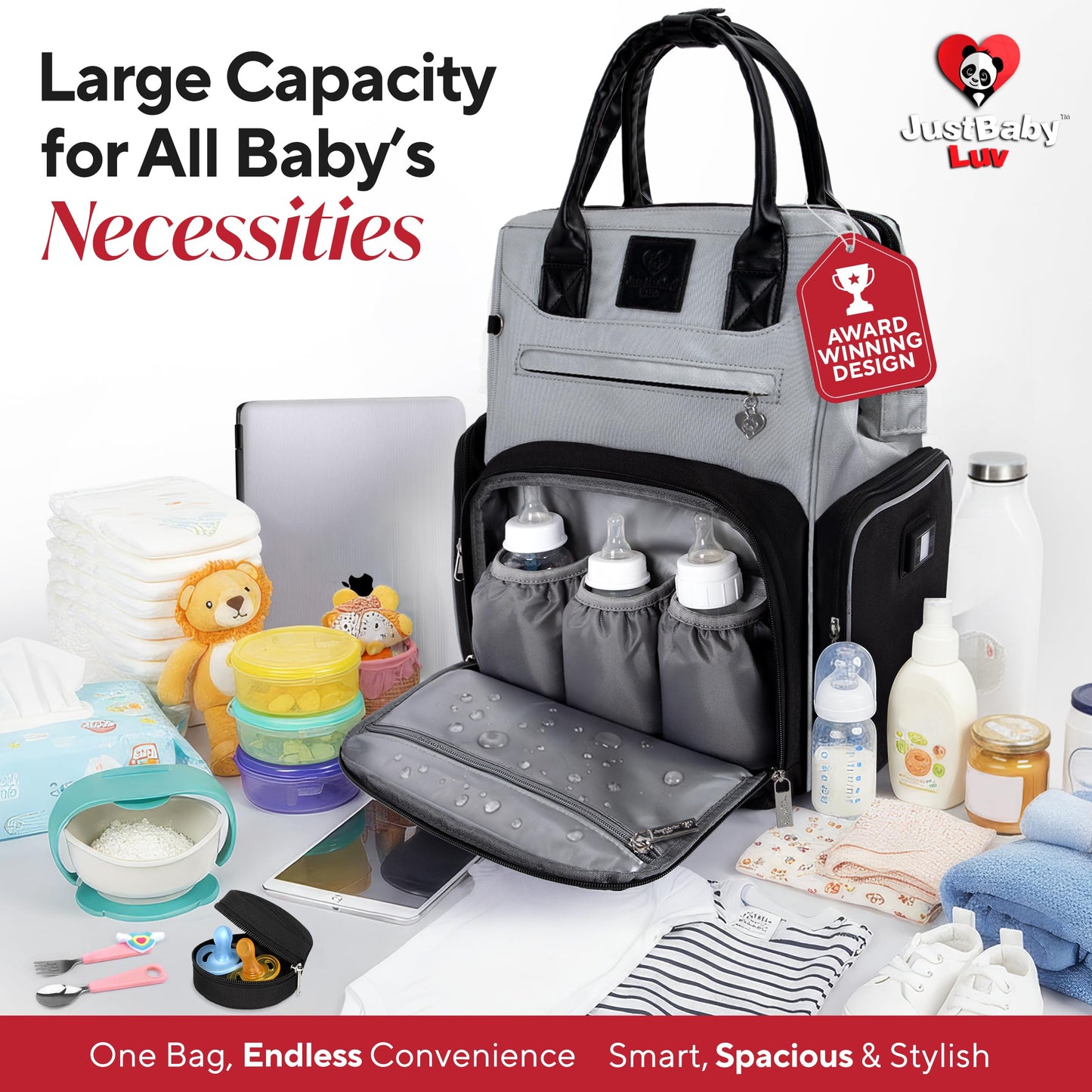 Award-Winning Baby Diaper Bag Backpack with Changing Station –Large Multifunction Waterproof Diaper Bag, Warm Bottle Pockets, Travel Baby Organizer Mom & Dad, Newborn Baby Essentials, Newborn Gift