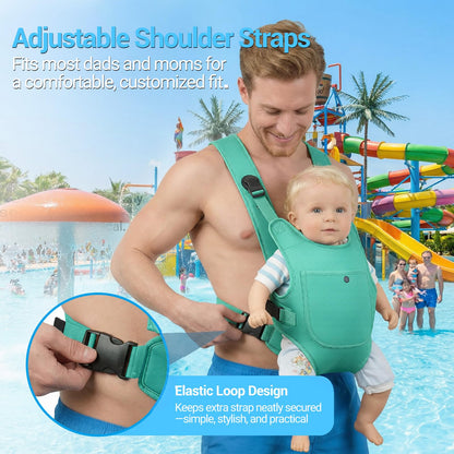 Neoprene Water Baby Carrier Newborn to Toddler, Ergonomic Waterproof Infant Chest Holder with Adjustable Straps, Breathable & Lightweight Baby Wearing Gear for Summer Pool Swimming & Beach