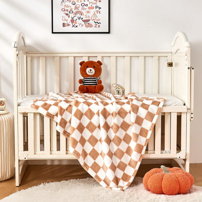 Yurhap Checkered Baby Blanket Fleece Baby Blankets for Boys, Ultra Soft Cozy Fluffy Infant Toddler Newborn Receiving Blankets for Crib Stroller, 30''x40'', Blue