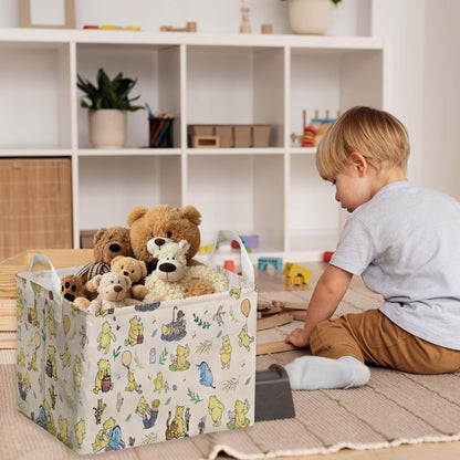 Winnie Nursery Decor, the Pooh Baby Stuff, Winnie Storage Nursery Basket, Large squarecanvas Laundry Hamper With A Waterproof PECoating, Foldable, Toys Bin, Baby Nursery HamperDecor, Star