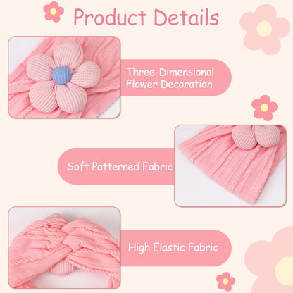 CÉLLOT 5 Pcs Baby Flower Headbands Baby Girls Nylon Headbands Soft Hairbands Hair Accessories for Newborn Infant Toddler Kids