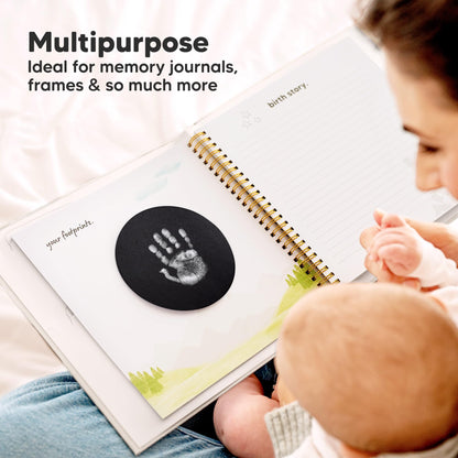 4-Pack Inkless Baby Hand and Footprint Kit - Mess Free Ink Pad for Newborn Keepsake, Dog Nose & Paw Print Kit, Clean Touch Ink Pad for Baby Hand & Footprints, First Mother's Day (Jet Black)
