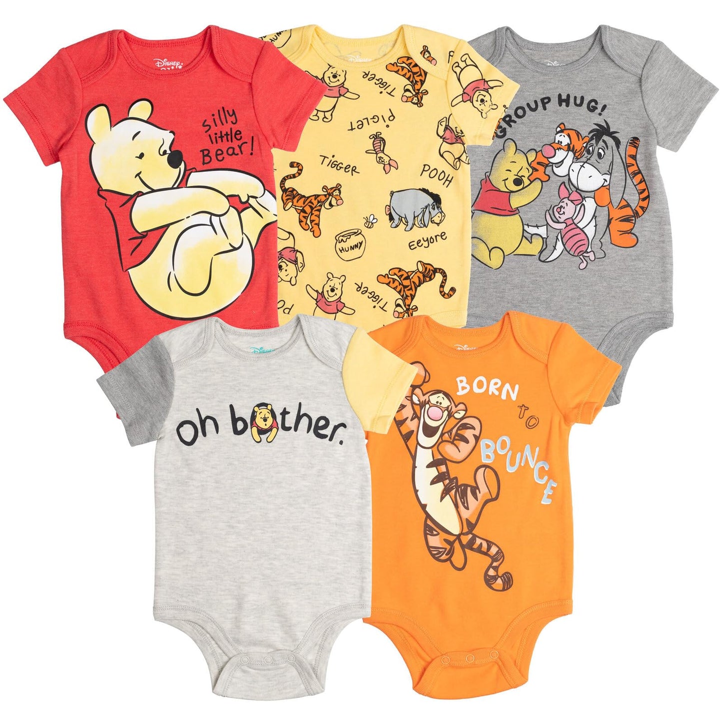 Disney Baby 5 Pack Bodysuits Newborn to Infant Sizes (Newborn - 24 Months)