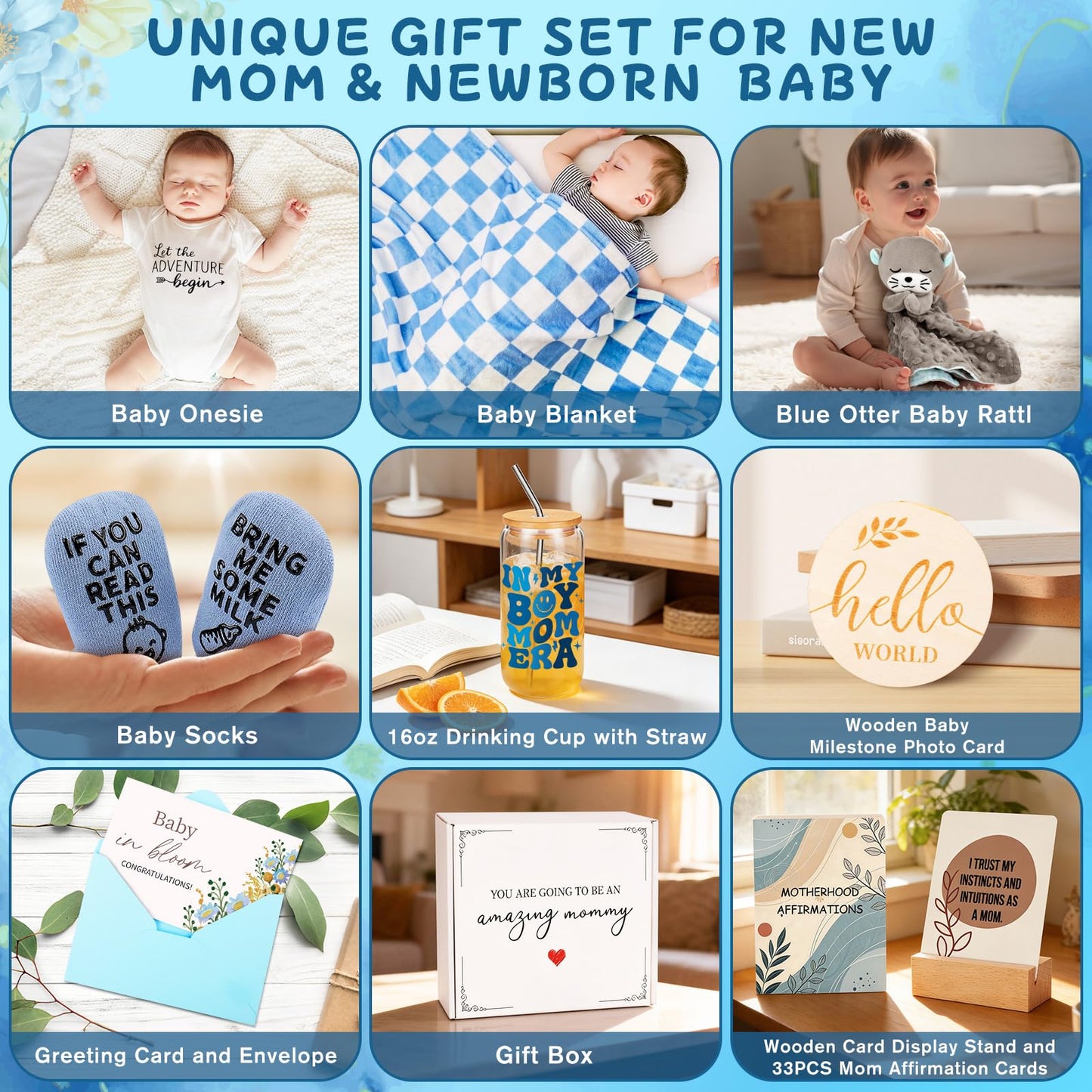 New Mom Gifts & Baby Girl Gift Set for Newborn,Baby Girl Gift Basket with Baby Milestone Blanket,Pregnancy Gifts for Expecting Mom,New Mom Care Package After Baby, Pregnancy Gifts for Women and Baby