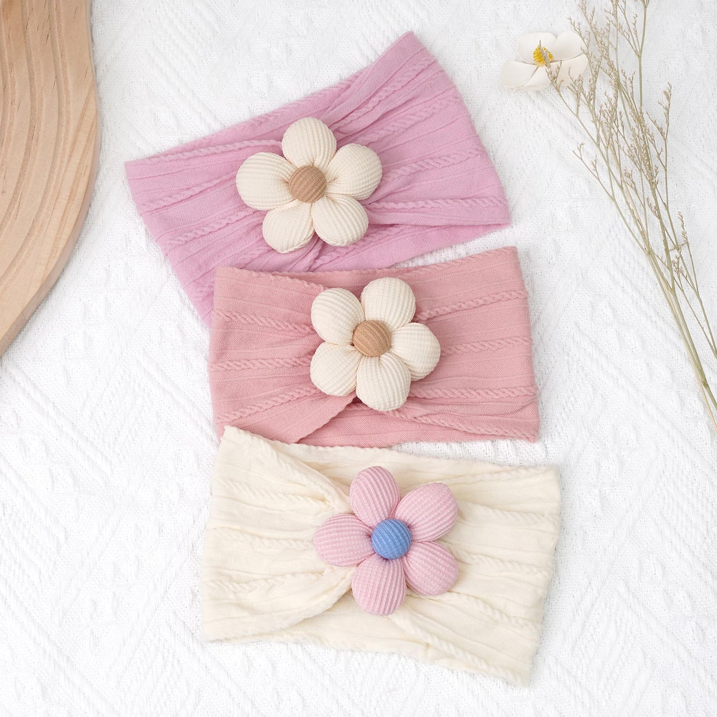 CÉLLOT 5 Pcs Baby Flower Headbands Baby Girls Nylon Headbands Soft Hairbands Hair Accessories for Newborn Infant Toddler Kids