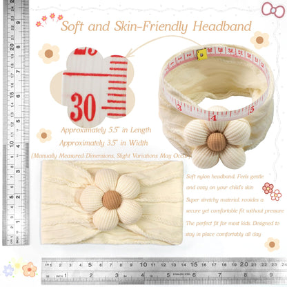 CÉLLOT 5 Pcs Baby Flower Headbands Baby Girls Nylon Headbands Soft Hairbands Hair Accessories for Newborn Infant Toddler Kids