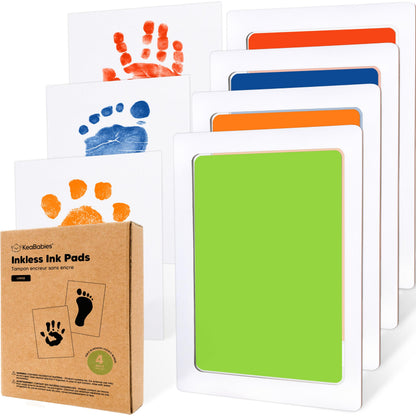 4-Pack Inkless Baby Hand and Footprint Kit - Mess Free Ink Pad for Newborn Keepsake, Dog Nose & Paw Print Kit, Clean Touch Ink Pad for Baby Hand & Footprints, First Mother's Day (Jet Black)