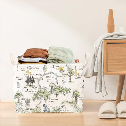 Winnie Nursery Decor, the Pooh Baby Stuff, Winnie Storage Nursery Basket, Large squarecanvas Laundry Hamper With A Waterproof PECoating, Foldable, Toys Bin, Baby Nursery HamperDecor, Star