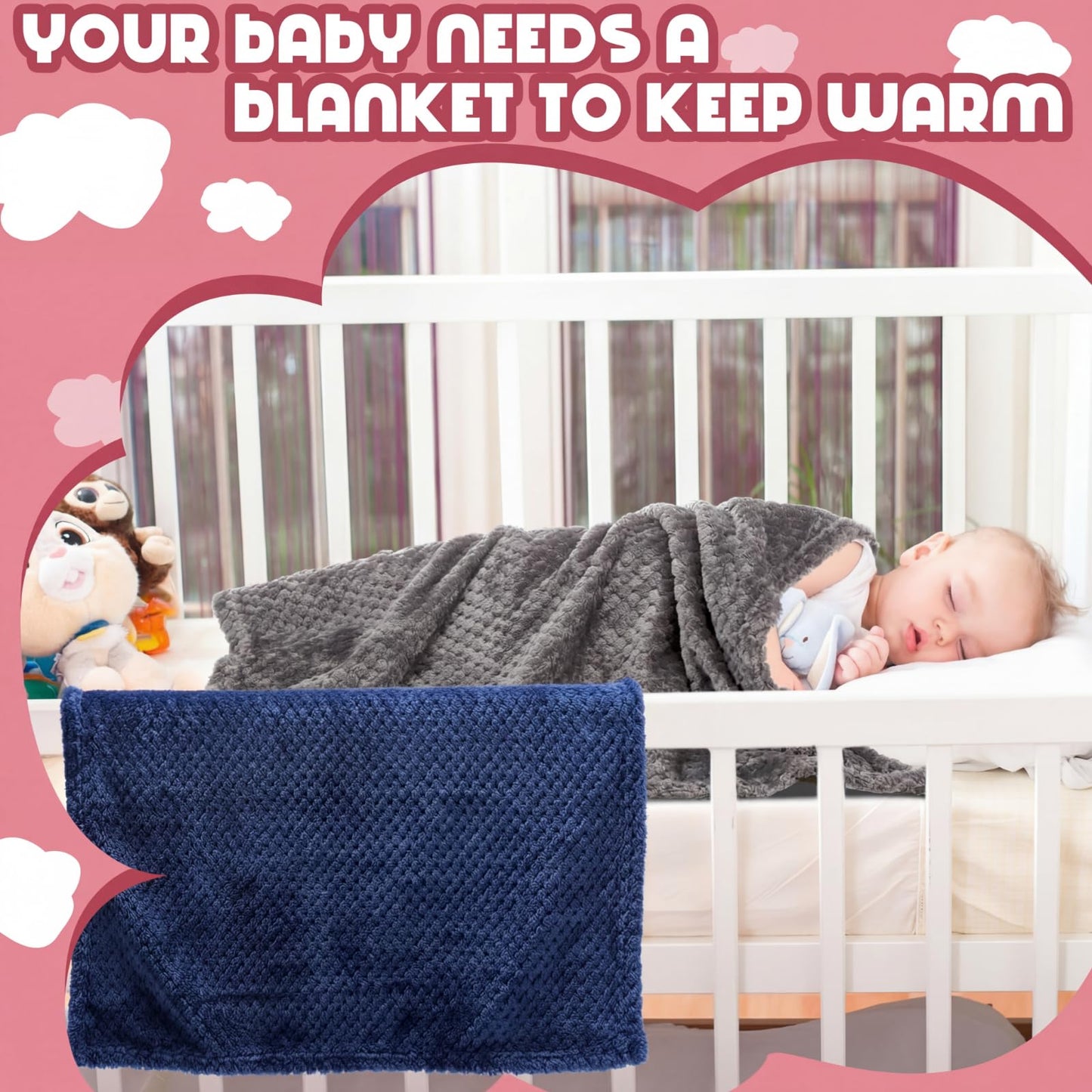 Frienda 4 Pcs Baby Fuzzy Blanket Fluffy Baby Blanket for Boys Girls Soft Warm Infant Newborn Toddler Receiving Nursery Bed Supplies, 32 x 24 Inch(Pink Color)