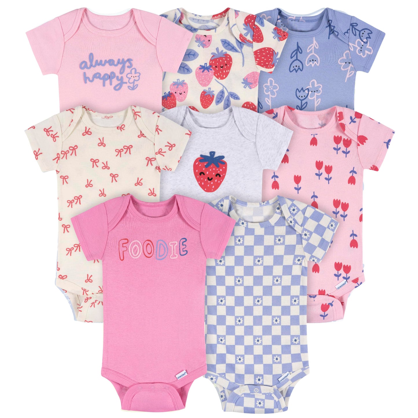 Onesies Brand Baby Girls' 8-pack Short Sleeve Mix & Match Bodysuits