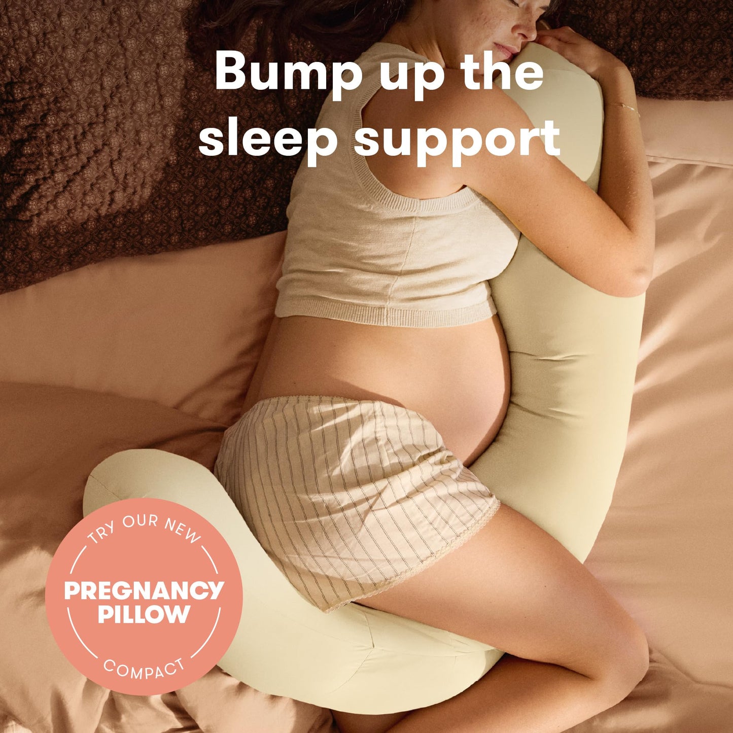 Frida Mom Dual Support Pregnancy Belly Band S/M, Maternity Belly Band with Ultimate Support Back, Hip & Pelvic, Adjustable, Lightweight, Breathable & Comfy, Supports Bump as Baby Grows, Clay
