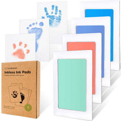 4-Pack Inkless Baby Hand and Footprint Kit - Mess Free Ink Pad for Newborn Keepsake, Dog Nose & Paw Print Kit, Clean Touch Ink Pad for Baby Hand & Footprints, First Mother's Day (Jet Black)
