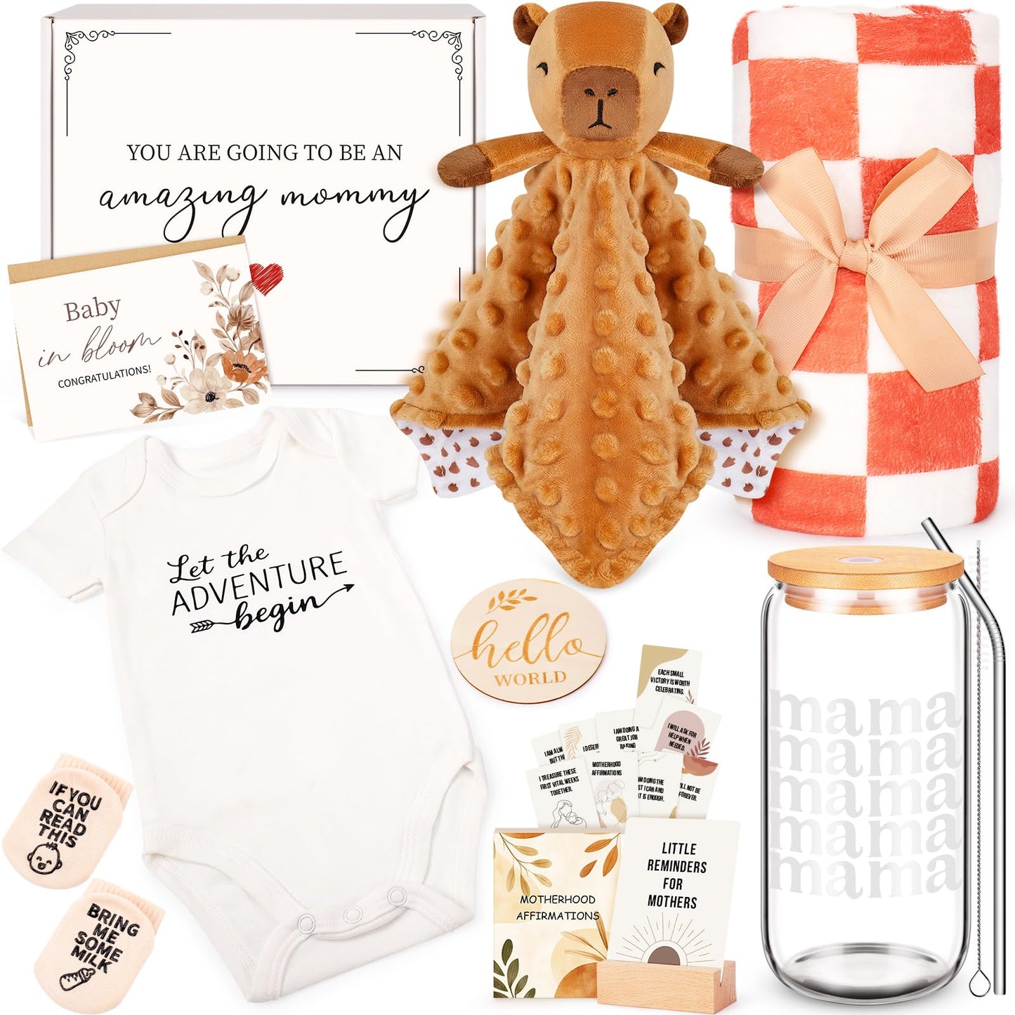 New Mom Gifts & Baby Girl Gift Set for Newborn,Baby Girl Gift Basket with Baby Milestone Blanket,Pregnancy Gifts for Expecting Mom,New Mom Care Package After Baby, Pregnancy Gifts for Women and Baby